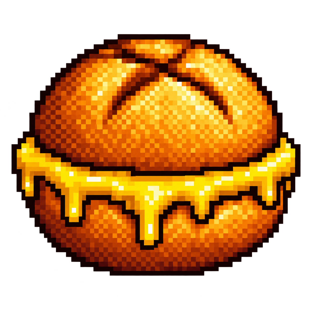 Senfsemmel: goldbraune Semmel mit gelbem Senf in Pixel-Art